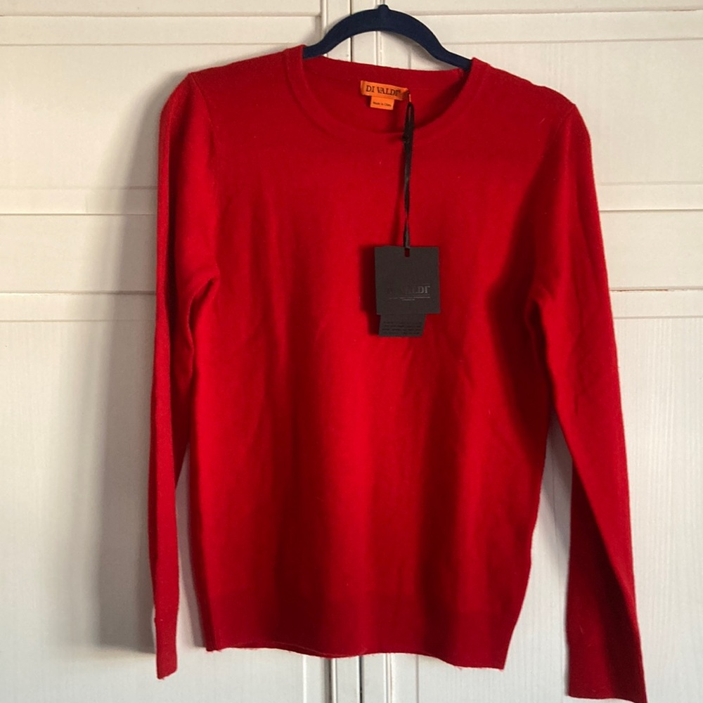 Beautiful Red crew neck sweater - merino wool and cashmere
